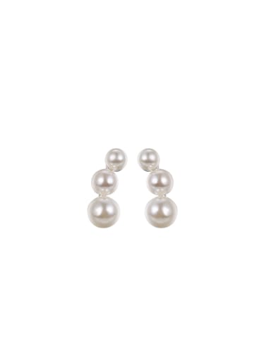 Copper Alloy White Gold Plated Fashion Pearl Stud drop earring