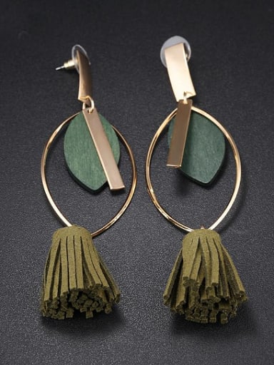 Fashion Chinlon Tassels Hollow Oval Drop Earrings