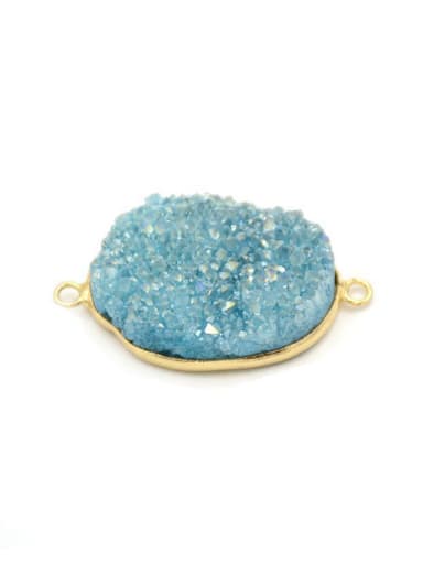 Oval Natural Blue Crystal Gold Plated Pendant
