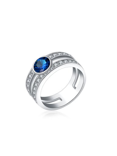Fashion Blue Double Layer Design Zircon Ring