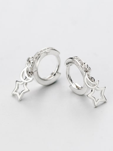 Fresh Moon And Star Shaped S925 Silver Clip Earrings