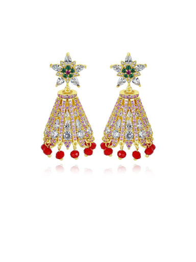 Copper With Gold Plated Ethnic Irregular Chandelier Earrings