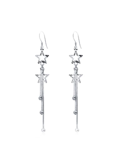 S925 silver sweet star beads tassel drop threader earring