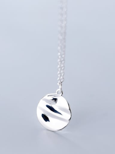 925 Sterling Silver With Silver Plated Trendy Irregularity Round Necklaces