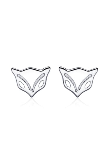 Creative Fox Head Silver Stud Earrings