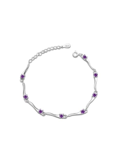 Heart Shaped Square Zircon Amethyst Fashion Bracelet