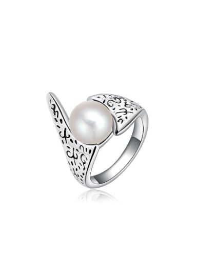 Trendy Geometric Shaped Artificial Pearl Ring