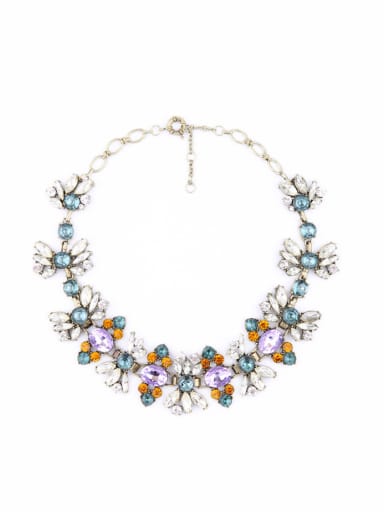 Colorful Rhinestones Flowers Alloy Necklace