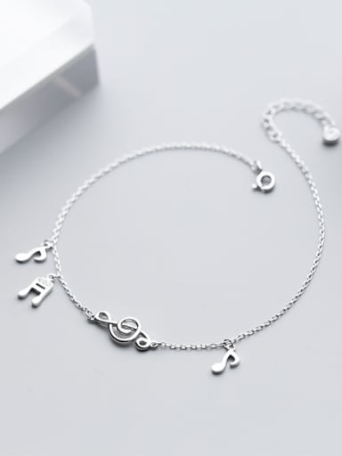 925 Sterling Silver With Platinum Plated Cute Note Anklets