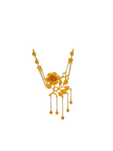 Copper Alloy Gold Plated Classical Flower Necklace