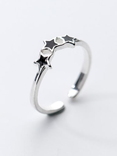 Exquisite Open Design Star Shaped Glue Silver Ring