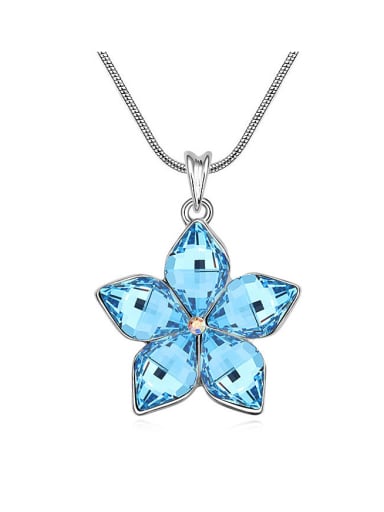 Simple austrian Crystals Flowery Pendant Alloy Necklace