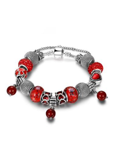 Exquisite Red Glass Stone Beaded Bracelet