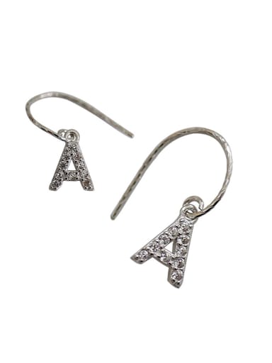 Personalized Cubic Zircon Letter A Silver Earrings