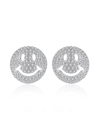 Copper With 3A cubic zirconia Cute Face Stud Earrings