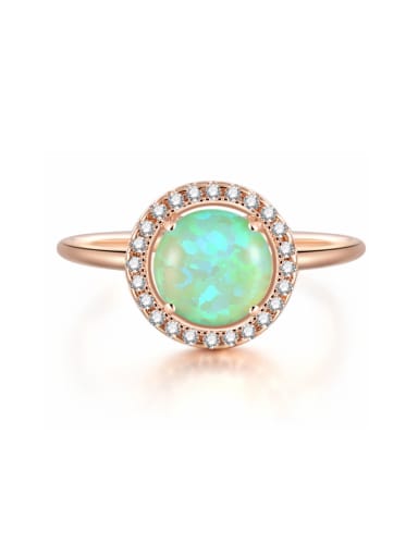 round-shaped Opal 18K rose-plated free size ring