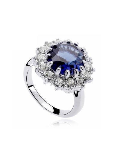 Fashion Oval Crystal Cubic Zirconias Platinum Plated Copper Ring