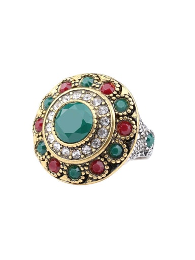 Retro Exaggerated style Resin stones Crystals Alloy Ring