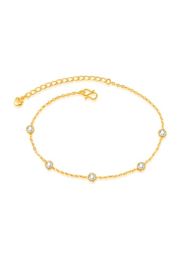 Simple Gold Plated Tiny Rhinestones Anklet