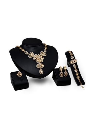 2018 Alloy Imitation-gold Plated Vintage style Water Drop shaped Four Pieces Jewelry Set