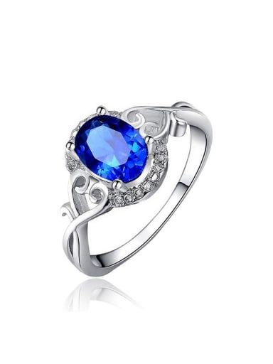 Fashion Oval Blue Zircon Copper Ring