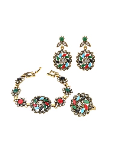 Bohemia Ethnic style Colorful Marquise Resin stones Alloy Three Pieces Jewelry Set