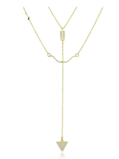 925 Sterling Silver With  Cubic Zirconia Simplistic Bow and arrow Hook Multi Strand Necklaces