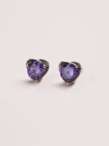 Exquisite Purple Zircon Heart Earrings