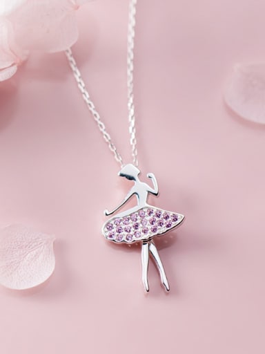 925 Sterling Silver With Cubic Zirconia Cute Angel Necklaces