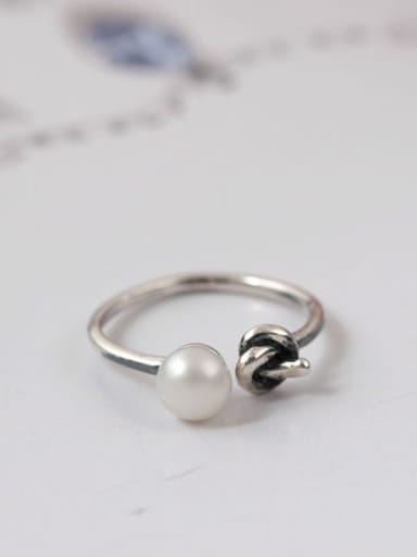 Knot Freshwater pearl Opening Ring