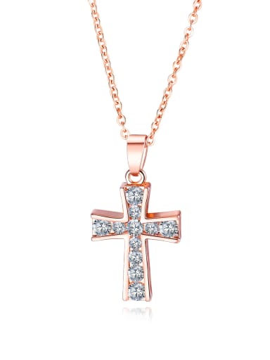 Copper With 18k Rose Gold Plated Trendy Cross Necklaces