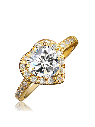 Fashionable 18K Gold Heart Shaped Zircon Women Ring