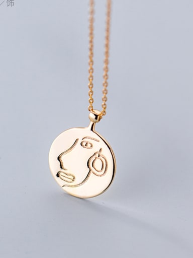 925 Sterling Silver With 18k Gold Plated Trendy Face Necklaces