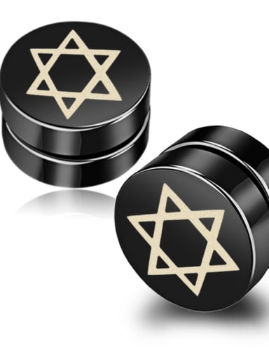 Stainless Steel With Black Gun Plated Personality Star of david Stud Earrings
