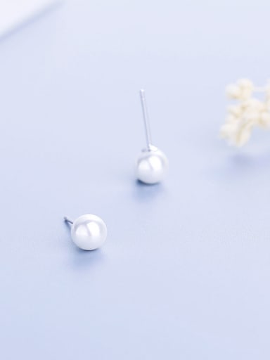 Elegant 925 Silver Artificial Pearl stud Earring