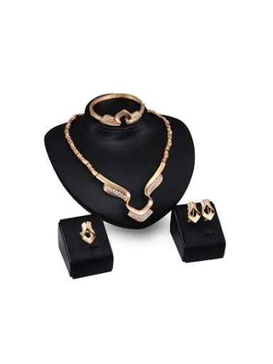 2018 2018 2018 2018 Alloy Imitation-gold Plated Fashion Rhinestones Four Pieces Jewelry Set