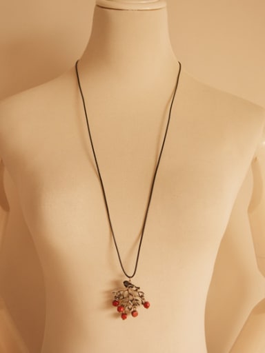 Women Tree Shaped Red Beads Necklace