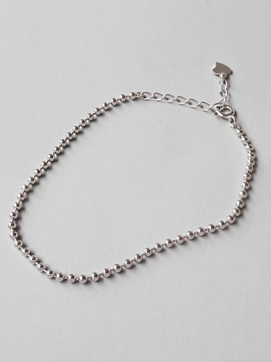 925 Sterling Silver With Platinum Plated Simplistic Beads Bracelets