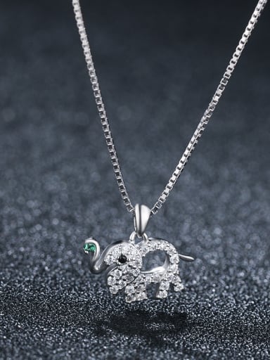 925 Sterling Silver With Platinum Plated Cute Animal Elephant  Necklaces