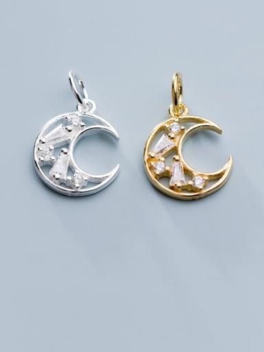 925 Sterling Silver With Cubic Zirconia  Simplistic Moon Charms