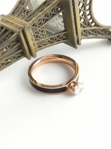 Fashion Titanium Black Glue Zircon Ring