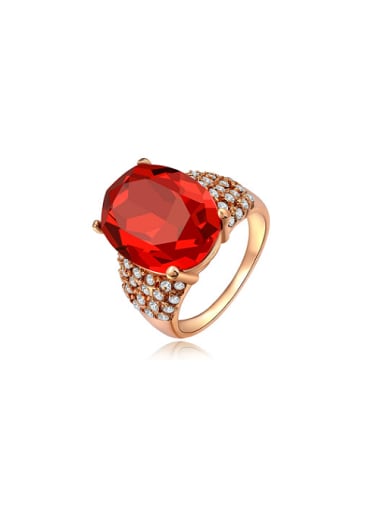 Trendy Red Oval Shaped Austria Crystal Ring