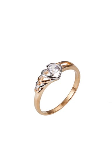 Copper Alloy Multi-gold Plated Fashion Heart-shaped Zircon Ring