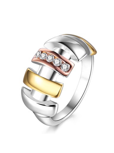 Exaggerated Multi-color Gold Geometric Shaped Ring