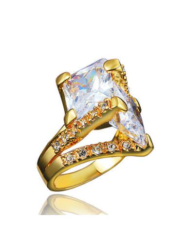 Luxury 18K Gold Plated Square Zircon Ring