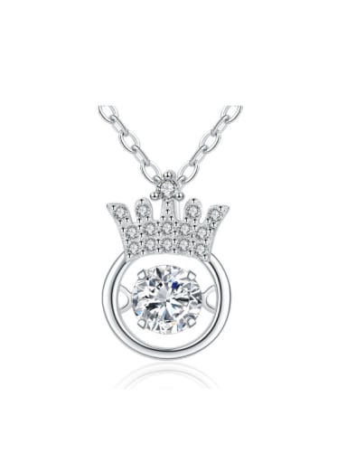 Shining Noble Crown Zircon Silver Necklace