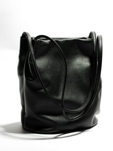 custom First layer cowhide leisure vertical section bucket bag