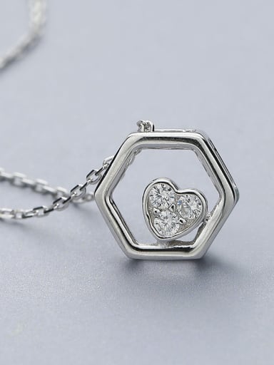Hexagonal And Heart Necklace