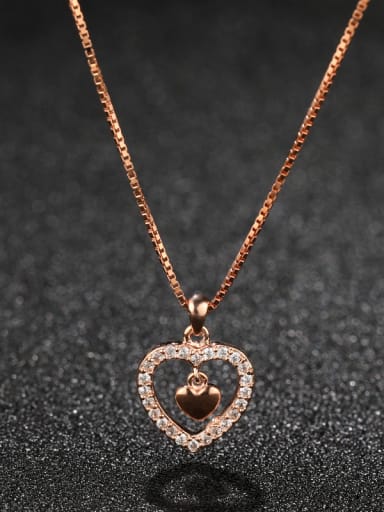 925 Sterling Silver With Rose Gold Plated Cute Heart Locket Necklace