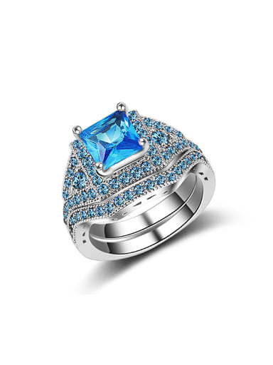Fashion Shiny Blue AAA Zirconias Copper Lovers Ring